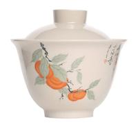 ZGHQHCDRH tazze da caffè, Tazza da caffè, tazza da tè, 150 ml modello cachi Gaiwan zuppiera in ceramica tazza ciotola set da tè Kung Fu cerimonia del tè