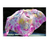 ZGHQHCDRH Ventaglio da Danza, Sciarpa Velo da Donna for Danza del Ventre in Seta Rosso Arancio Giallo(270x114cm)