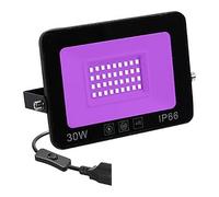 ZGJIAJU 50W 100W UV Flood Light AC Proiettore For Esterni 395nm Lampada Da Palco Fluorescente Ultravioletta Party Blacklight Fluorescente Murales Super Luminoso(30W)