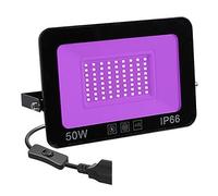 ZGJIAJU 50W 100W UV Flood Light AC Proiettore For Esterni 395nm Lampada Da Palco Fluorescente Ultravioletta Party Blacklight Fluorescente Murales Super Luminoso(50W)