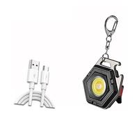 ZGJIAJU Mini Luce Da Campeggio LED Torcia Lanterna USB Ricarica Portachiavi COB Luce Da Lavoro Proiettore Con Forte Magnete IP64 Impermeabile Ricaricabile Super Luminoso(Package A)