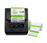 ZGJIAJU Mini Stampante Termica Portatile DP30S Da 80 Mm Con 2 Rotoli Di Etichette Adesive Con Contrassegno Nero BT Creatore Di Codici A Barre Stampa Trasparente(DP30S 2Roll 60x40G)