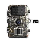 ZGJIAJU Outdoor Mini Trail Camera Visione Notturna A Infrarossi Movimento Attivato Trappola da Caccia Gioco Impermeabile Wildlife Cam Facile Chiaro(Camera with 32GB)