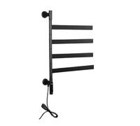 ZGJIAJU Scaldasalviette Elettrico for Bagno Intelligente, Portasciugamani, Scaffale, Girevole, Digitale, Controllo A Temperatura E del Tempo Radiatore Riscaldamento Efficiente(Black-Square)