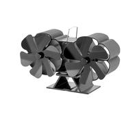 ZGJIAJU Ventilatore Bruciatori Legna Camino Nero Dissipazione Del Calore A Doppia Testa Ad Alta Efficienza Bruciatore A Legna A 12 Pale Ventilatore Silenzioso For Temperatura