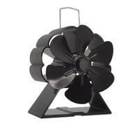ZGJIAJU Ventilatore Bruciatori Legna Ventilatore For Stufa Alimentata A Calore 6/12 Pale For Camino Desktop Parete For Casa Coperta Brucia A Legna A Risparmio Stufe Termometro(Desktop 6 Blades)