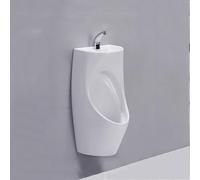 ZGNMK Orinatoio da Parete per Uomo con Lavandino Integrato, Orinatoio 2-in-1 in Ceramica per Risparmio Idrico, Soluzione Salvaspazio per Bagno, Garage e Uso Commerciale(White)
