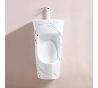 ZGNMK Orinatoio in Ceramica con Lavabo, Set Combinato 2-in-1 Parete per Uomo con Rubinetto e Scarico, Design Paraspruzzi a Bordi Alti per Bagno Commerciale e Domestico(White B)