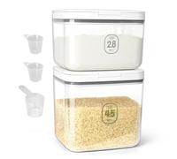 ZgoEC Barattoli ermetici da 4,5 l/2,8 l, contenitori impilabili con coperchio, contenitori quadrati con coperchio, per conservare alimenti, farina, riso, cereali, cereali