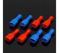 ZGPOSQKZSC 200 pezzi di connettori for cavi di giunzione completamente isolati da 6,3 mm, terminali elettrici a crimpare, 100 e 100 blu, set di kit