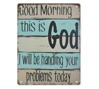 ZGPOSQKZSC God Will Handle Your Problems Today Morning Message Metal Tin Sign 8 X 12 in Rustic Inspirational Plaque for Bedroom Entryway