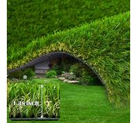 ZGR Tappeto Artificiale per Prato 10 x 15 m per Interni ed Esterni, Giardino Sintetico, Tappeto Erboso Realistico con 4 Tonalità Morbido e Fori di Drenaggio
