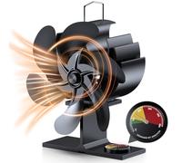 Zgrmbo Ventola per stufa a legna, 6 pale, alimentata a calore, con promemoria temperatura, ventola silenziosa per stufe a legna, accessori per stufe a legna, non elettrico, per stufe a