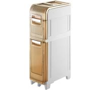 ZGSSOPTU Armadietto portaoggetti, carta igienica sottile a 3/4/5 ripiani con cassetti trasparenti e rotelle, cassettiera verticale stretta di grande capacità (terzo piano, 17 cm)