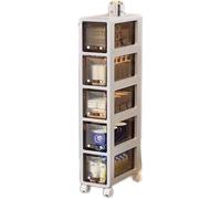ZGSSOPTU Armadietto portaoggetti da bagno sottile a 5 livelli con cassetto portatile, piccolo carrello organizer per ufficio (28 cm)