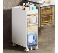 ZGSSOPTU Armadietto portaoggetti piccolo da bagno, con cassetti in plastica e rotelle, sottile carta igienica (senza armadietto, 2 ripiani)