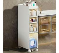 ZGSSOPTU Armadietto portaoggetti piccolo da bagno, con cassetti in plastica e rotelle, sottile carta igienica (senza armadietto, 4 ripiani)