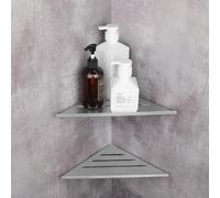 ZGTMSZ Mensola Doccia - Installazione di Perforazione, Portasapone Doccia, Cestino Doccia Angolare, Acciaio Inox SUS304 Portaoggetti Doccia, Porta Shampoo Doccia (Argento, 2 Pezzi)