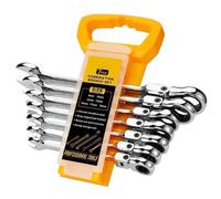 ZGUOUZANTYE Set di Chiavi a cricchetto, Flex-Head Ratcheting Wrench Set,Combination Ended Spanner Kits Standard Metric Sets from Gear To Tip with Organizer Rack(7pcs(8-19mm))