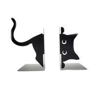 ZGUZMCMK 2 Fermalibri, Supporti per Libri, Organizer per Scaffali, Fermalibri, Robusta Struttura in Metallo con Statuetta di Gatto per Scrivania, Ufficio, a