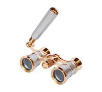 ZGUZMCMK Binocolo da con Manico E a Fuoco Centrale in Metallo Dorato per Osservare Dettagli Sul Palco Adatto per Opera E Rappresentazione, Argento+Oro