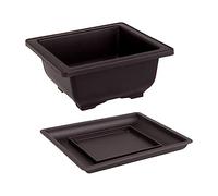 ZGUZMCMK Vaso da Fiori, Fioriera, Vaso per Bonsai con Vassoio, Texture Sabbiosa E Design Classico, Realizzato in Materiale PP per La Decorazione di Terrazze E, Quadrato Basso L