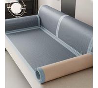 ZGWRYI Copridivano in Seta di Ghiaccio per L'estate, Traspirant Copridivano Antiscivolo,3 posti con Penisola,Adatto a Tutti i Divani(Gray-blue,90x260cm)