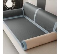 ZGWRYI Copridivano in Seta di Ghiaccio per L'estate, Traspirant Copridivano Antiscivolo,3 posti con Penisola,Adatto a Tutti i Divani(Smoky blue,80x280cm)