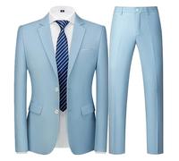 ZGXNYI Abito Uomo per Testimoni di Nozze, Abiti Uomo Casual da Lavoro, Tinta Unita, Blu, Slim Fit (Sky Blue, Asian M is US XXS)