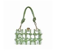 ZGXNYI Borsa a tracolla rigida intrecciata a rombi(Green)