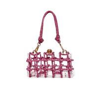 ZGXNYI Borsa a tracolla rigida intrecciata a rombi(Rose red)