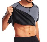 ZGXNYI Uomo Body Shaper Sauna Suit Felpa Dimagrante Intimo Dimagrante Maglietta Perdita di Peso Brucia Grassi Allenamento Canotte Termiche Fitness(Gray with Zipper,M)