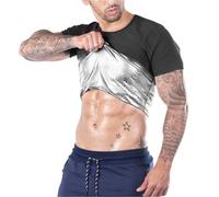 ZGXNYI Uomo Sauna Gilet Sudore Calore Traspirante Compressione Vita Allenatore Maglie Palestra Sauna Tuta Allenamento Dimagrante Body Shaper for Perdere Peso(Sliver,2XL 3XL)