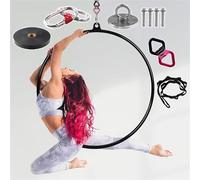 ZGYOZMNG Aerial Lyra Hoop,Aerial Hoop, Hoop Home Gym Outdoor Aerial Yoga Ring Hoops, Acrobatics Circus Props (Black Diameter 80cm(31 1/2"))