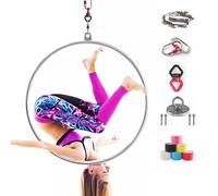 ZGYOZMNG Aerial Lyra Hoop,Professional Aerial Hoop, Single Point Circus Aerial Equipment Yoga Hoop Aerial Dancing Circus Ring Set for Studio Aerial Fitnes (90cm 2.5cm)