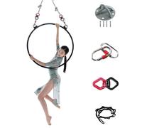 ZGYOZMNG Double Point Lyra Aerial Hoop Kit, Black Lyra Yoga Hoop with Rigging Hardware, Aerialists/Professionals Aerial Ring, Maximum Load: 440 lb (Size : 90 cm (35")) (80 cm (31"))