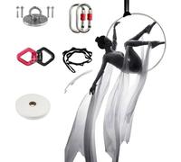 ZGYOZMNG Lyra Aerial Hoop Set Fully, Stainless Zero Point Aerial Yoga Ring Hoops with Complete Rigging Hardware, Silver Aerial Fitness Ring Equipment (100 cm (39"))