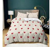 ZGZKYYLM Set di biancheria da letto in Microfibra 3 Pezzi, Copripiumino Matrimoniale 200x200 e 2 Federe 50x80, Stampati 3D Cuore d'Amore Rosso, Lavabile in Lavatrice, Per Tutte le Stagioni