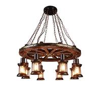 ZH-VBC 8-Lights Lampadario Vintage Retro Industriale, Ruota del Carro Lampadario, Metallo e Vetro Decorativo Apparecchio Illuminazione, per Cucina Bar Biliardo Caffetteria Ristorante, E27
