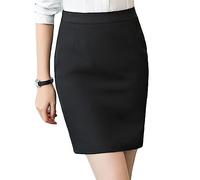 ZH8FCHAN Gonna A Tubino Corto Nero Donna Vita Alta Bodycon Gonna Aderente Cintola Elastica Midi Gonna Ufficio Longuette Gonna Dritta Midi Gonna Elasticizzata Estiva in Confezione Doppia (Nero,S,S)