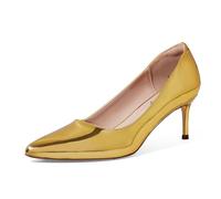 Zhabtuc Kitten Heel Low Pumps 2.4 Pollici Chiuso Punta Aguzza Sexy Comodo Donne Elegante Scarpa al Lavoro Ufficio Appuntamento Ballo Festa Matrimonio Chiesa, Oro, 40 EU