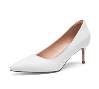 Zhabtuc Kitten Heel Low Pumps 2.4 Pollici Chiuso Punta Aguzza Sexy Comodo Donne Elegante Scarpa al Lavoro Ufficio Appuntamento Ballo Festa Matrimonio Chiesa, Bianco Opaco, 40 EU