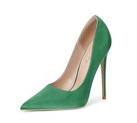 Zhabtuc Pumps Scarpe da Donna Eleganti e comode Scarpe da Donna Scarpe da Sposa Tacco a Spillo Alto, Tacco da 12 cm, Classico Materiale Esterno in Raso, Raso Verde, 40.5 EU