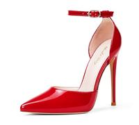 Zhabtuc Scarpe con tacco alto, décolleté da donna D'Orsay con cinturino alla caviglia, punta a punta e area del puntale affusolata, stiletto per feste e scarpe da sposa, tacco 12 cm, 36-42 EU, Colore