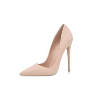 Zhabtuc Scarpe da Donna, Punta a Punta, Tacco Alto 12 cm, Stiletto da Party, Pumps con Superficie Opaca, Nudo, 41 EU