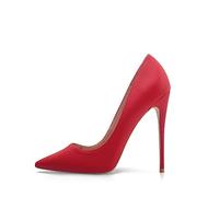 Zhabtuc Scarpe da Donna, Punta a Punta, Tacco Alto 12 cm, Stiletto da Party, Pumps con Superficie Opaca, Rosso, 36 EU