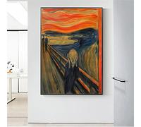 Zhadongli Art Edvard Munch L'Urlo Famoso Riproduzioni Di Quadri Su Tela Quadri Astratti Poster Da Parete Classici Decorazioni Per La Casa 40x50cm(16x20in) Con Cornice