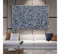 Zhadongli Art Opere d'arte astratte Dipinti Jackson Pollock Linee bianche nere su tela Poster e stampe Immagini a parete per soggiorno 80x100 cm (31x43 pollici) Senza cornice
