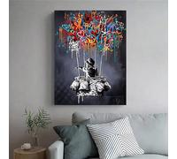 Zhadongli Art Stampe su tela classiche da parete astratte, Banksy Street Graffiti, poster per la decorazione della casa, del soggiorno, della camera da letto (50x70 cm/con cornice)