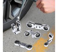 Zhadyu Chiave a Cricchetto - 5 Pezzi Doppia Trasmissione Testa Mobile Chiavi | 19mm Attrezzo Retrattile, Chiave Pieghevole 180 Gradi per Spazi Stretti